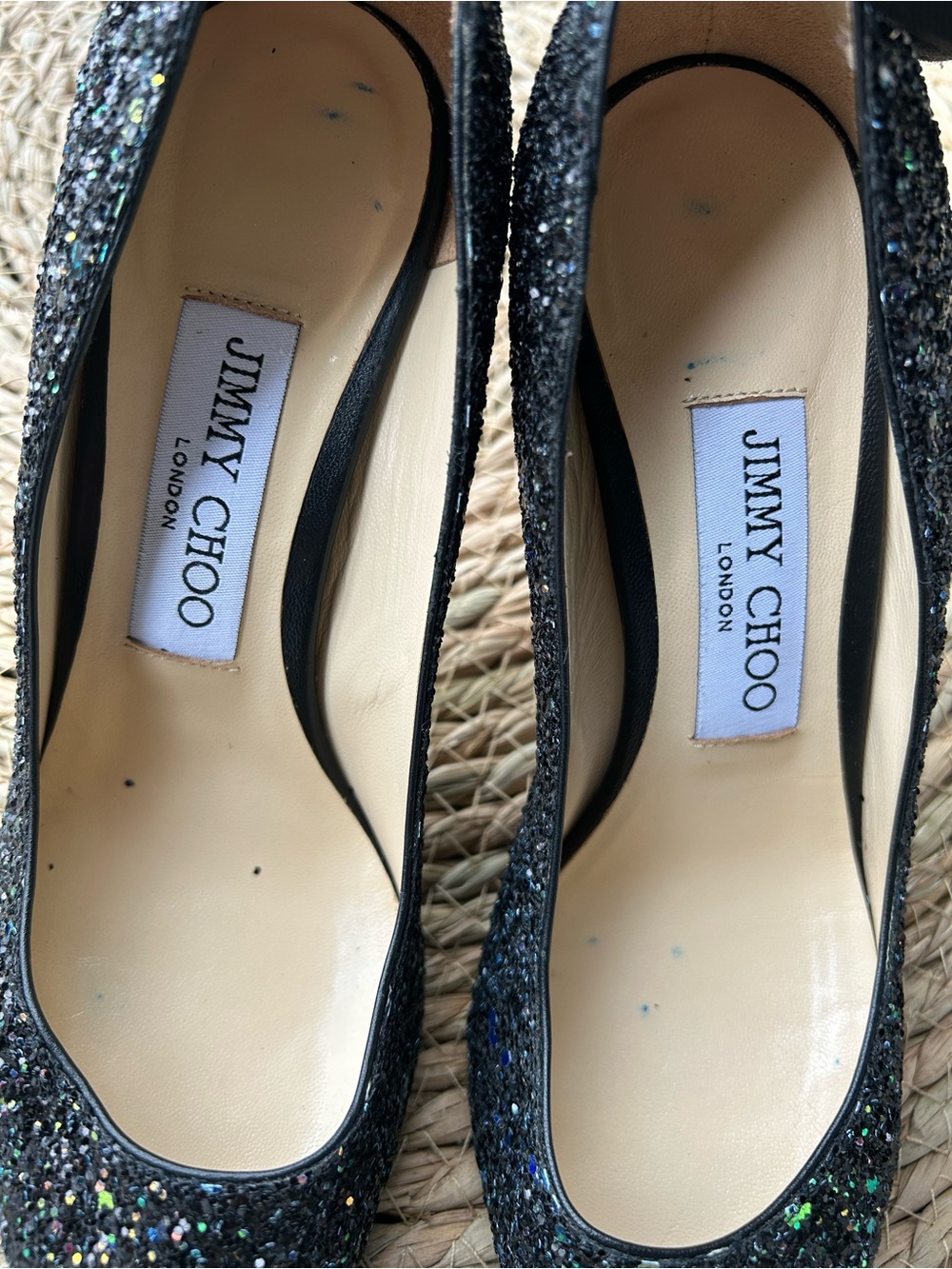 🚩steal Jimmy Choo Black Multi-Glitter Pointed Toe Pumps - Picture 5 of 9